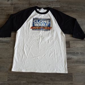 Star Wars Clone Wars Adventures Raglan Baseball Sleeve T-Shirt Mens Size XL